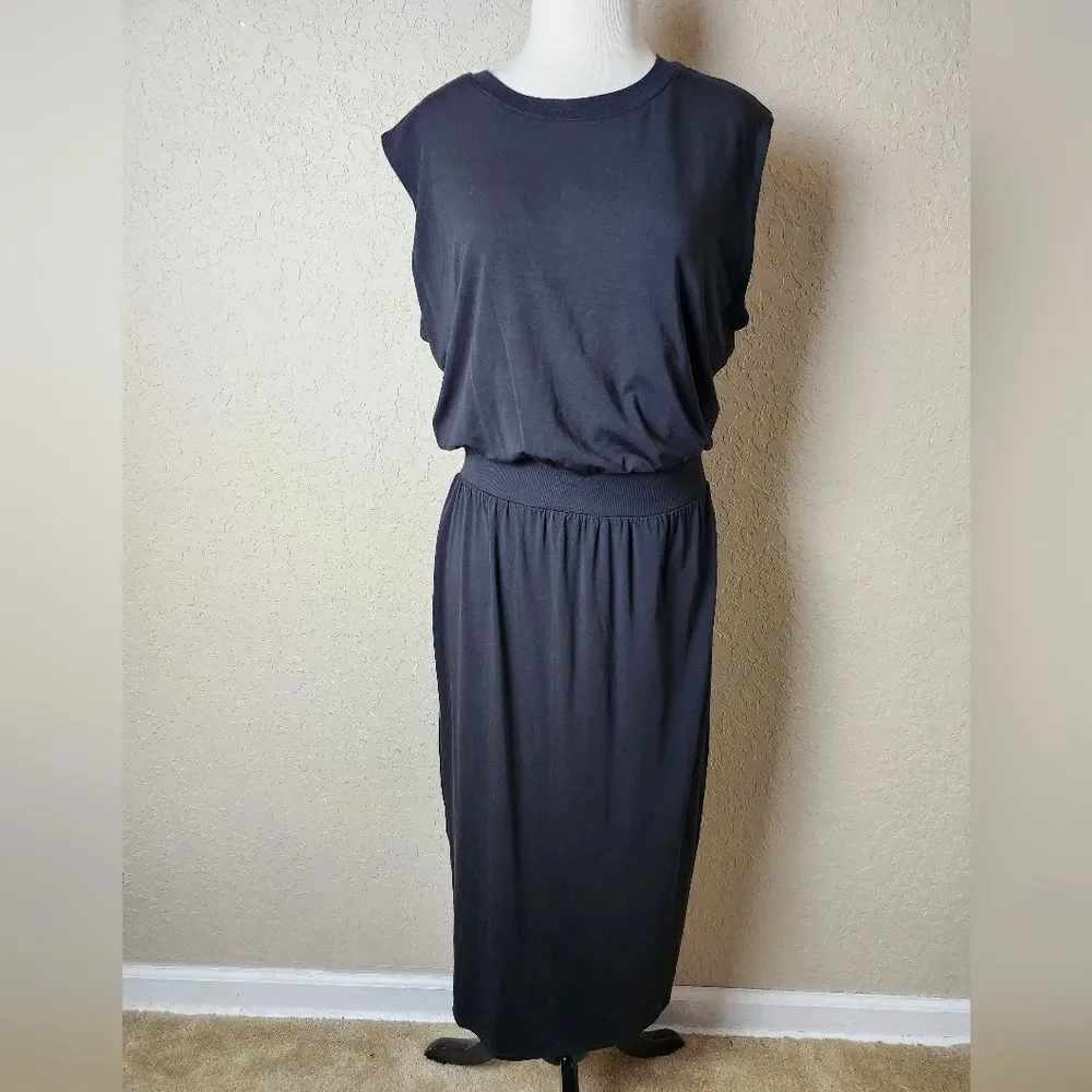 Athleta Santorini Cinch Dress Sleeveless Black Size M